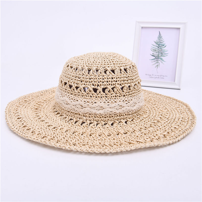 Women Summer Beach Floppy Custom Straw Hat Wide Brim Sun Fisherman Hat