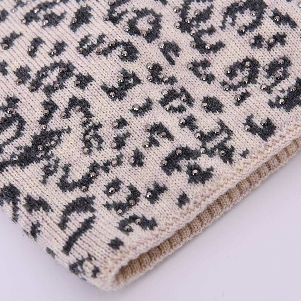Wool Knitted Beanies Hat Rhinestone Double Layer Thick Warm Wholesale Womens Beanie