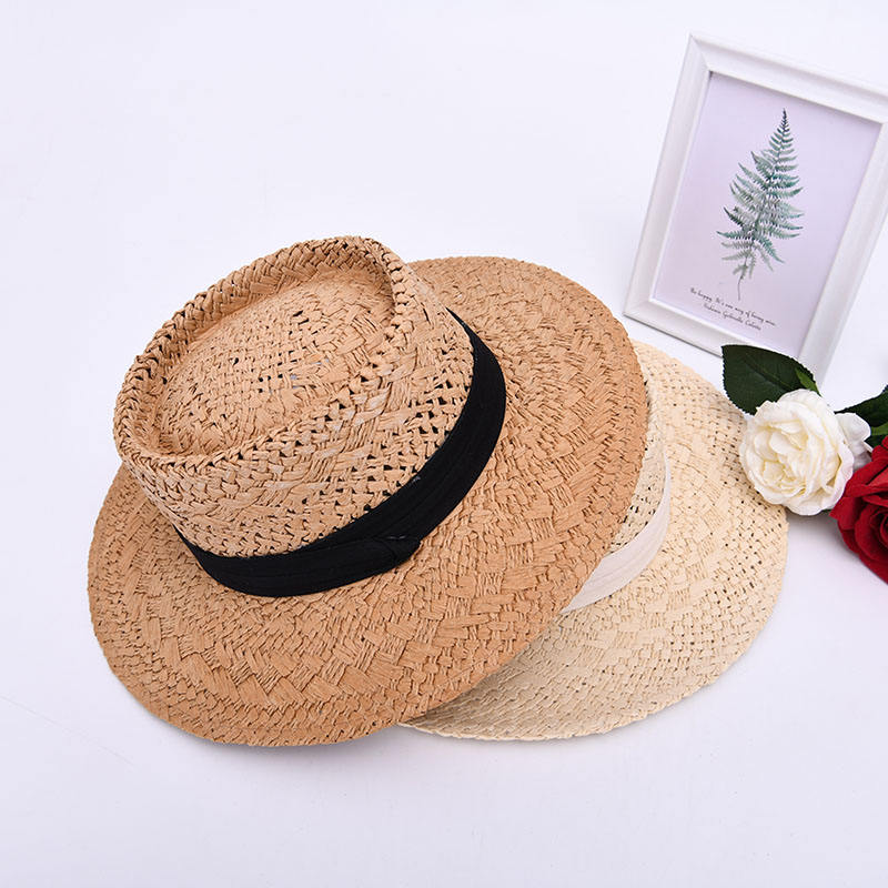 Wide Brim Women Summer Beach Sun Shade Real Raffia Straw Fedora Hat