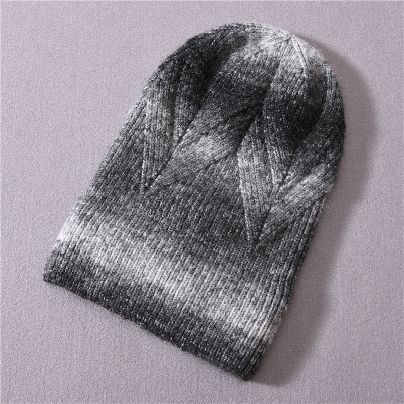 Custom Wool Cable Ribbed Knit Beanie Winter Hat Fashion Ladies Multi Color Women Winter Tie Dye Beanie Hats