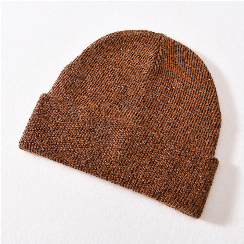 Hot Sale Winter Cashmere Beanie Hats Bright Silk Custom Wholesale Knit Beanie Adult