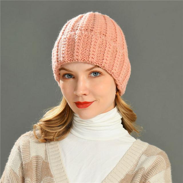 Wholesale Women Hats Thick Ribbed Custom High Quality Winter Merino Wool Knit Beanies