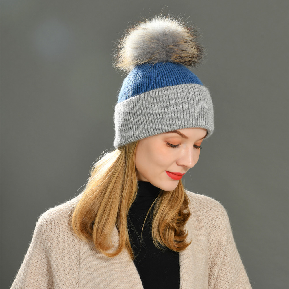 Factory Wholesale Unisex Knitted Hat Women Pom Pom Beanie Winter Soft Warm Classic Angora Hats 