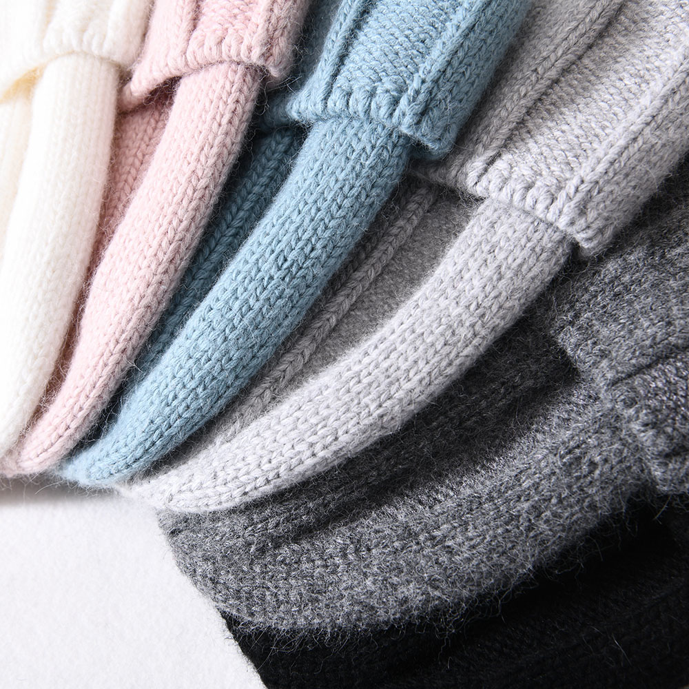 Wholesale Custom Label Bulk New Fashion Charm Soft Cuffed Striped Blank Winter Unisex Thick Knit Beanies