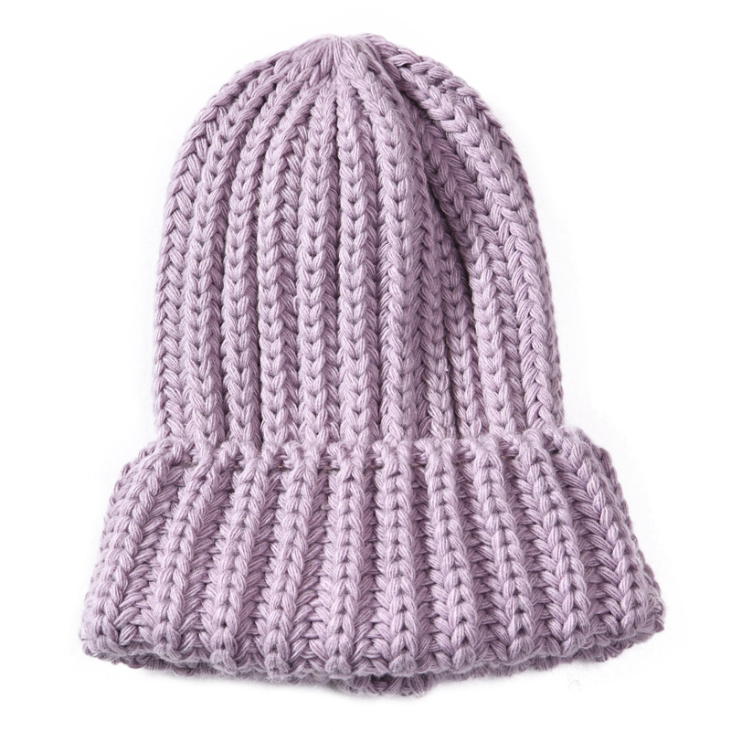 Winter Women Hand Made Beanie Hat Stretchy Chunky angora Knitted Thick Ribbed Beanie