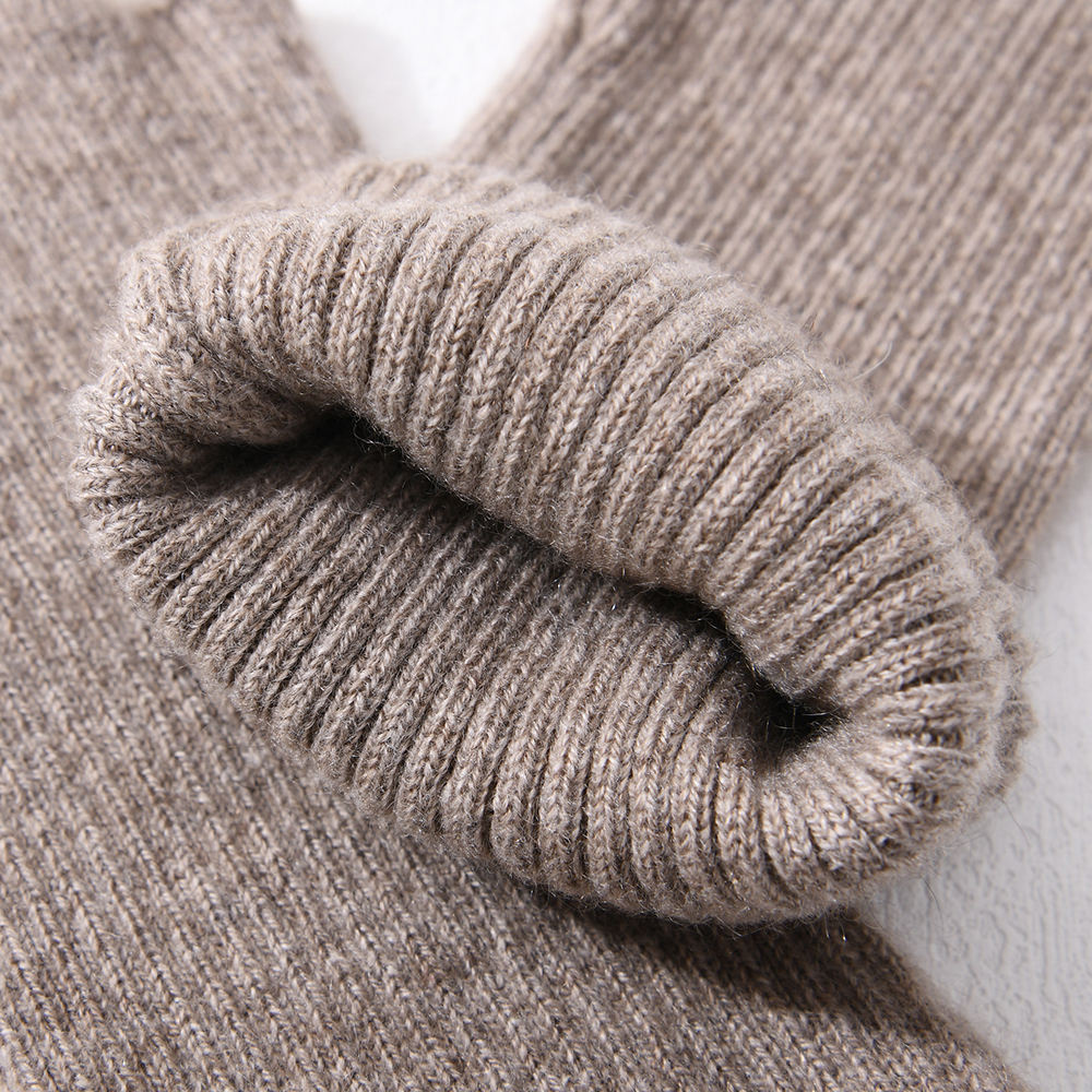 Wholesale Soft Long Half Finger Mittens Arm Warmer Striped Lightweight Stretchy Knitted 100% Cashmere Gloves Women