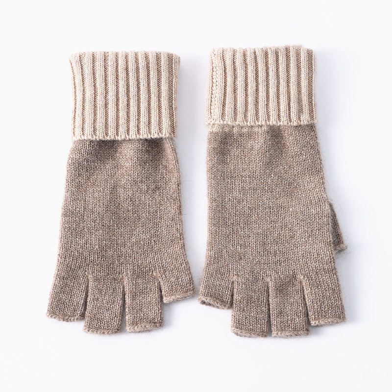 Unisex Stretch Elastic Warm Custom Logo Wholesale Luxury Women Half Finger Winter cashmere gloves for woman fingerless