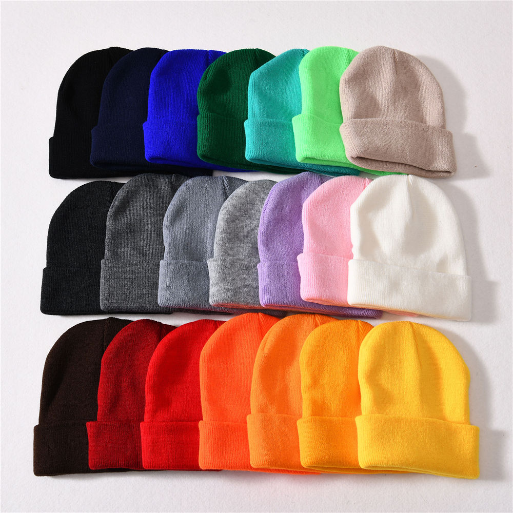 Children's Knitted Beanie 1-5 Years Old Autumn Winter Fashion Pure Candy Color Kids Beanie