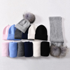 Knitted Warm Ski Winter Outdoor Beanie Striped Cashmere Knit Thick Scarf and Beanie Sets Kids