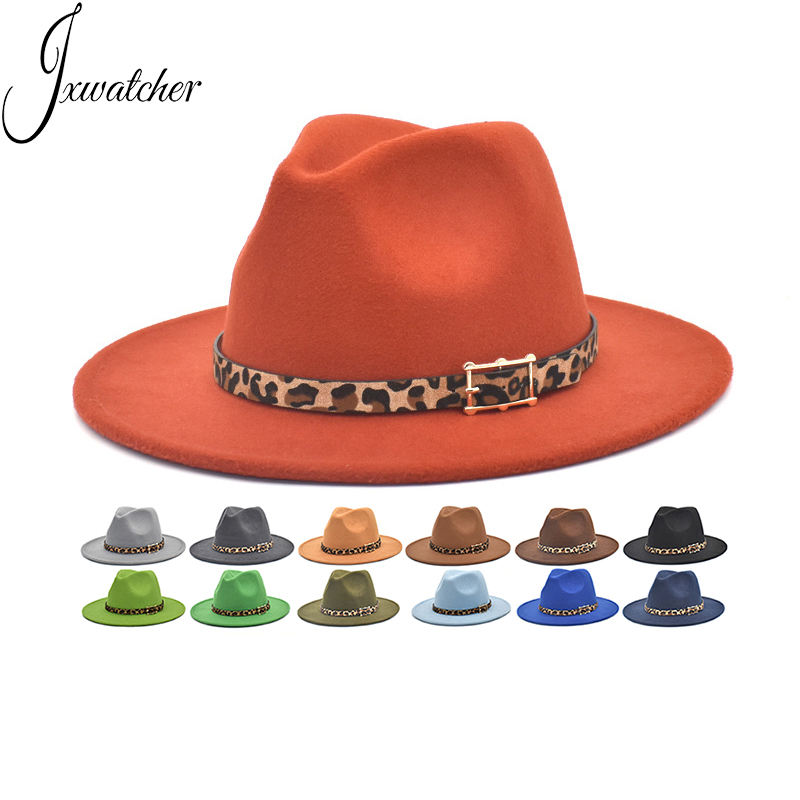 Wholesale Wide Brim Floppy Wool Felt Fedora Hats with Belt Women Fall Cowboy Dress Style