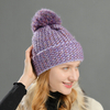 Headwear Outdoor Ski Thick Warm Mix Color Knit Winter Hat Yarn Pom Pom