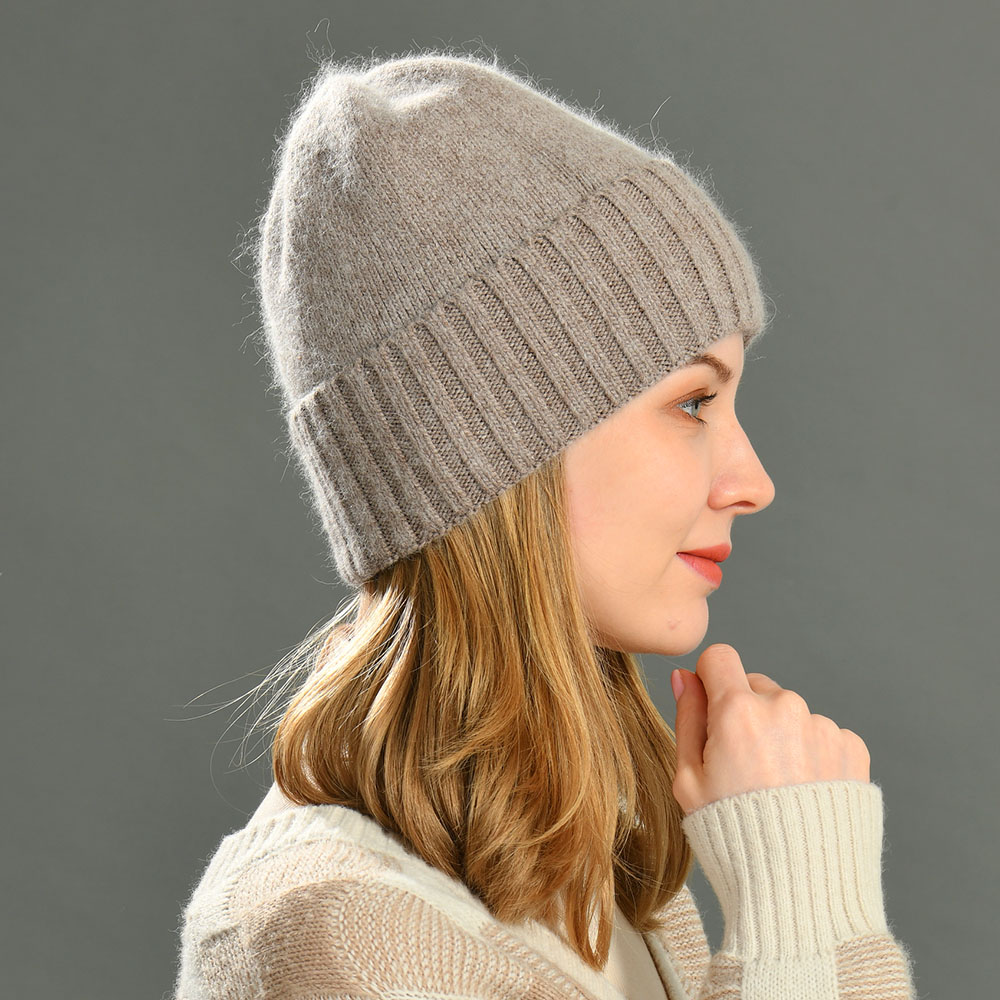 Custom Logo Trendy High Quality Warm Winter Hats Skulies Women Wholesale Cashmere Plain Beanies Knitted