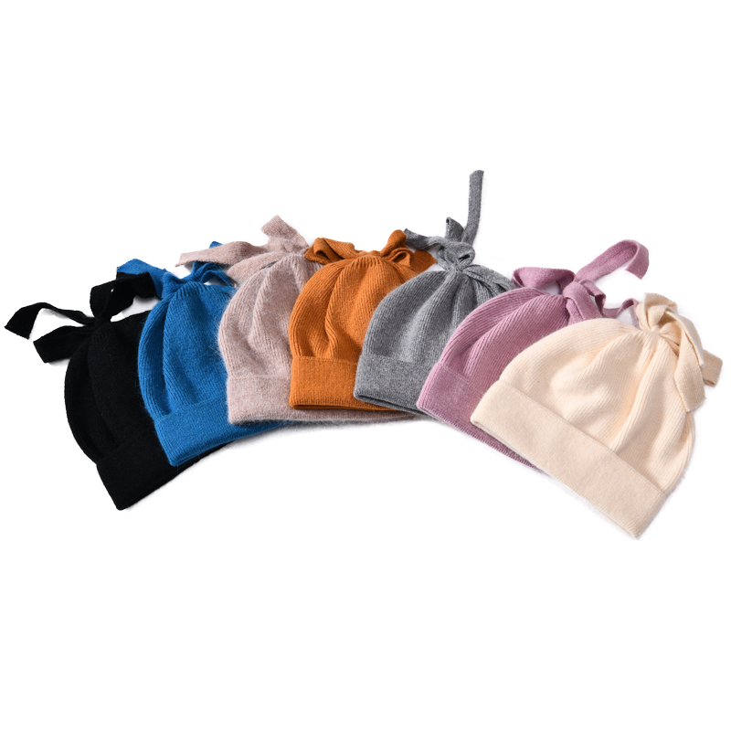 Cashmere Knitted Beanie Hats with Fur Pom Pom Ball Winter Women Korean Style Winter Hat