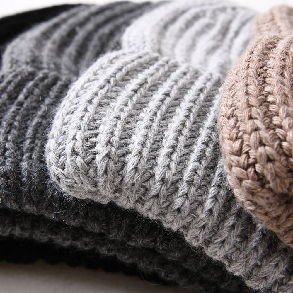 Women Girls Warm Knit Ribbed Winter Hat 2021 New Design Crochet Soft Cashmere Knit Beanie Pink
