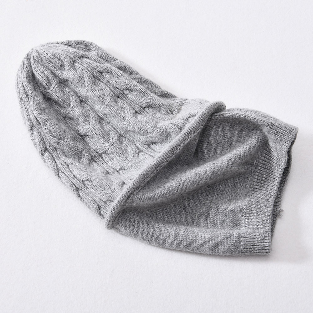 Wholesale Ski Skull Custom Angora Knitted Beanie Double Layer Warm Twist High Quality Winter Women Thick Beanie