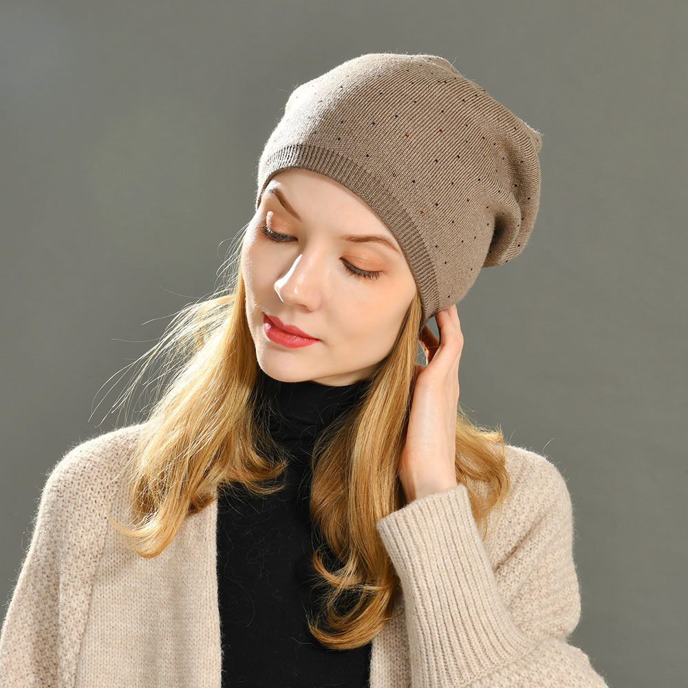 Wholesale Natural Fur Fake Fur Balls Crochet Beanie Hat Cashmere Wool Blend Winter Knit Beanie Custom Hat