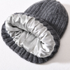 Unisex Knit Hat Custom Good Elastic Satin Lined Beanies Soft Winter Fashion Striped Wholesale Silk Beanie Hat S