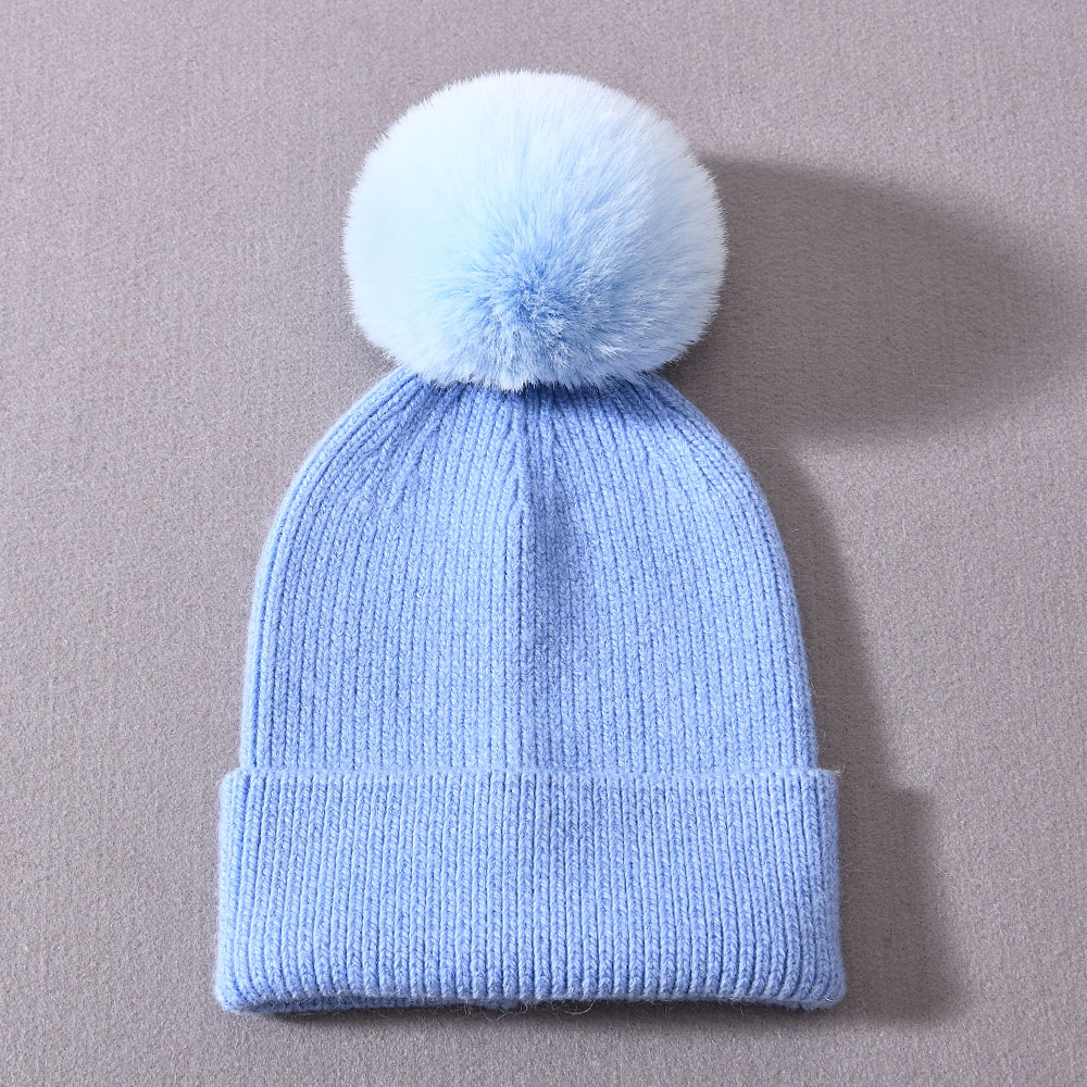 Autumn Winter Angora Knitted Beanie Kids Hat Cute Pom Pom Soft Warm High Quality Boys Girls Baby Knitted Beanies