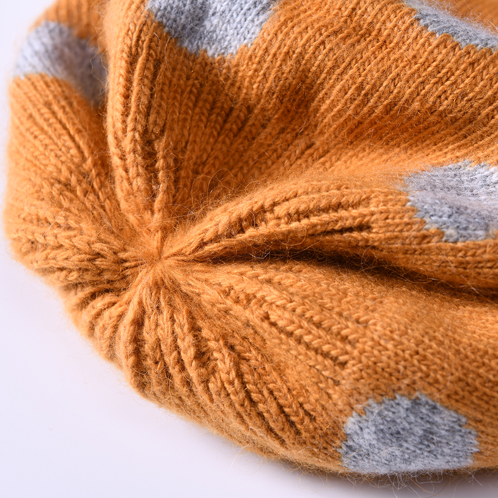 Angora Blend Slouch Cuff Blank Ski Beanie Winter Warm Cute Wave Point Women Wool Knitted Custom Beanie