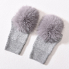 Winter Warm Soft Outdoor Wear Mitten with Faux Fur Women Plain Fingerless Custom Woolen Gloves Knitted