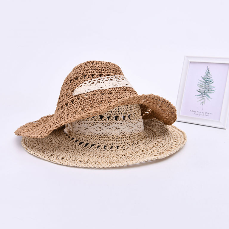 Women Summer Beach Floppy Custom Straw Hat Wide Brim Sun Fisherman Hat