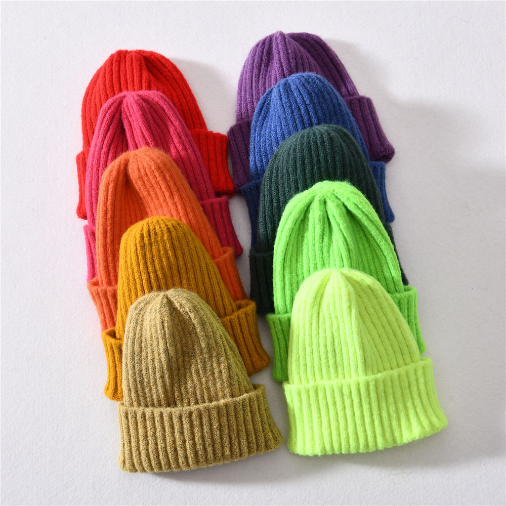 New Cute Kids Toddlers Soft Warm Wholesale Striped Cuffed Winter Knitted Beanie for Baby