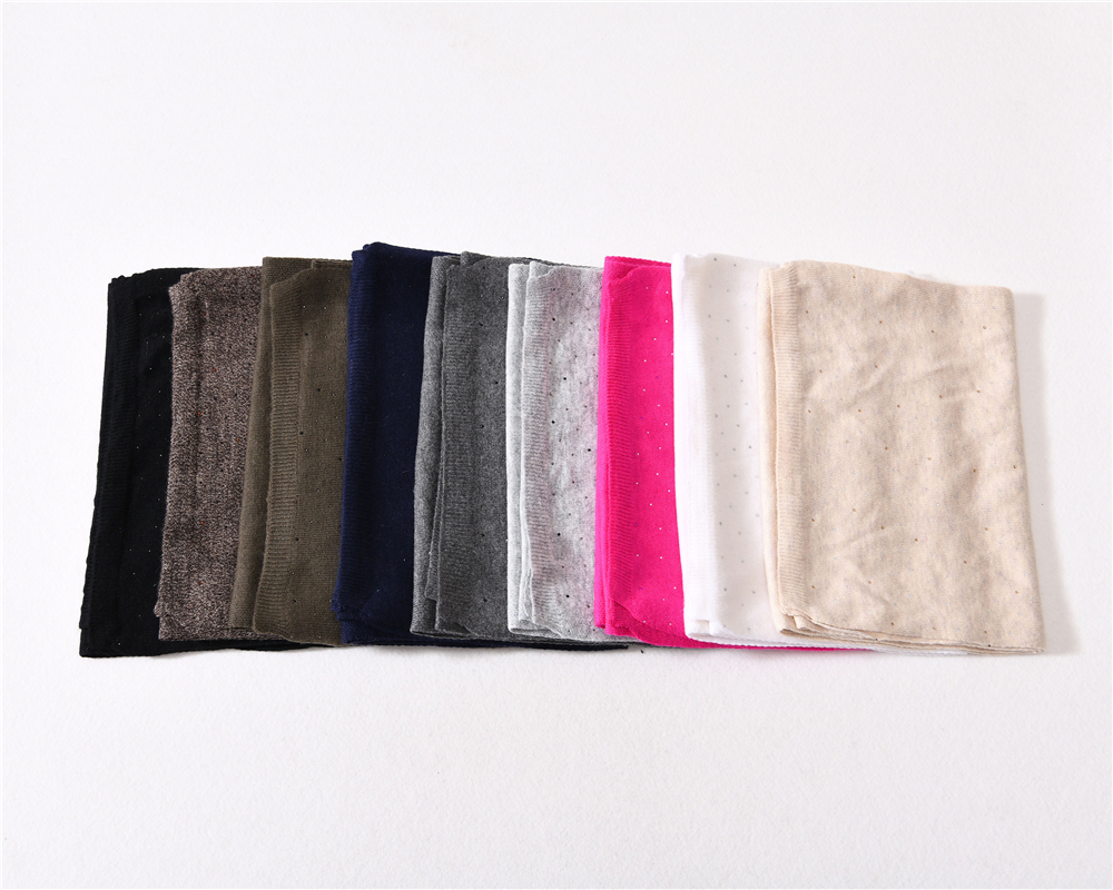 Winter Scarf New Fashion Rhinestone Bling Lady Warm Long Pure Color Shawl Women Cashmere Blend Knitting Scarf