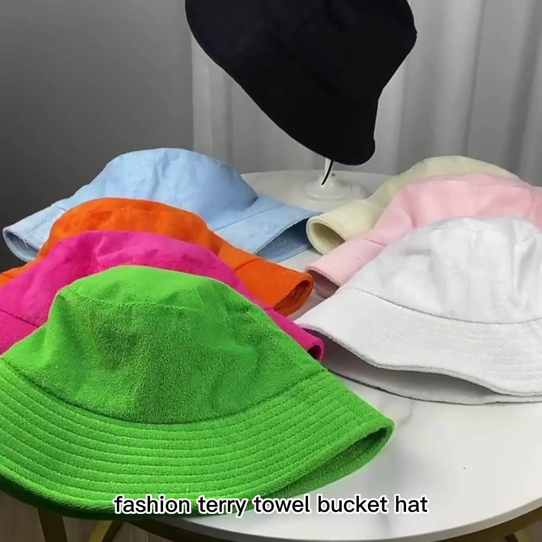Blank Plain Terry Towelling Cloth Fisherman Hat Adults Sun Hat Breathable Custom Unisex Wholesale Summer Terry Towel Bucket Hat