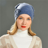 Winter Angora Wool Knitted Beanie Hat High Quality Wholesale Women Plain Rhinestones Pearl Beanie