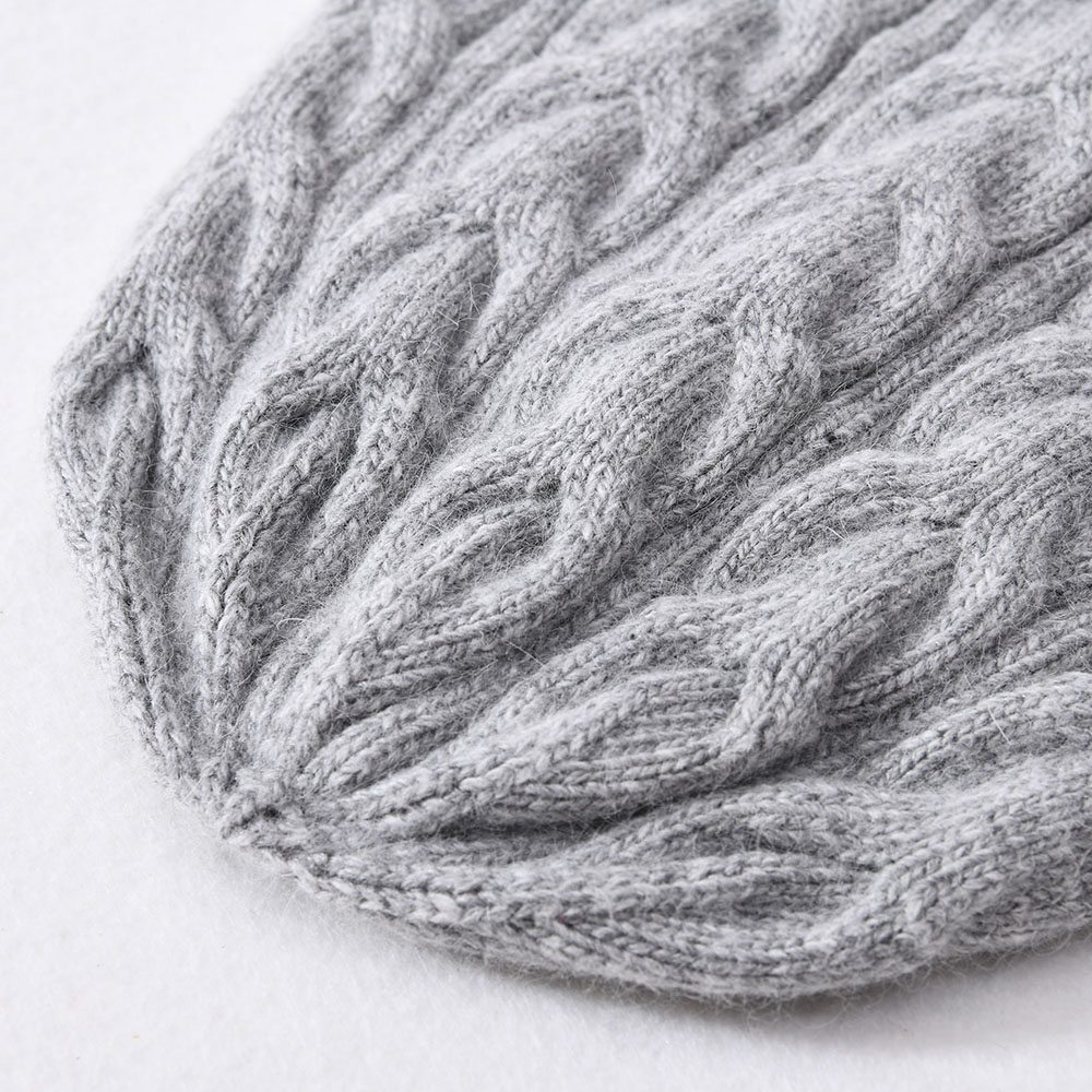 Wholesale Ski Skull Custom Angora Knitted Beanie Double Layer Warm Twist High Quality Winter Women Thick Beanie