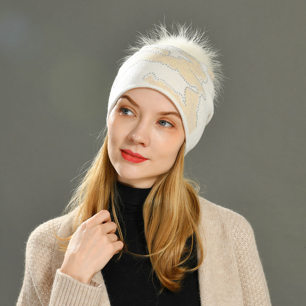 Super Popular Design High Quality Wool Knitted Beanie Hat Double Layer Slouchy Women Lambswool Beanie