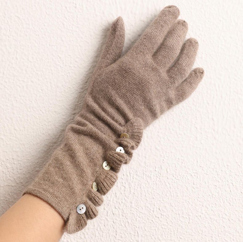 Wholesale Long Arm Soft Stretchy Custom Logo Warm Winter Gloves New Fashion Women Cashmere Gloves & Mittens