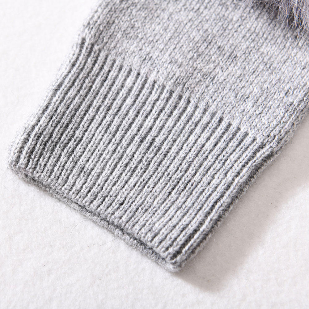 Winter Warm Soft Outdoor Wear Mitten with Faux Fur Women Plain Fingerless Custom Woolen Gloves Knitted