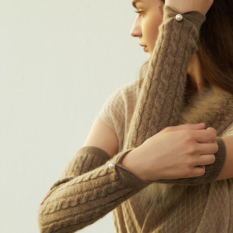 Stretch Elastic Custom Women 100% Cashmere Half Finger Mittens Wholesale Luxury Winter fingerless 100% cashmere woman gloves