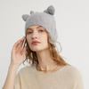 Women Luxury Winter Blank Striped Skully 100% Cashmere Hat Custom Logo beanie Elk Design