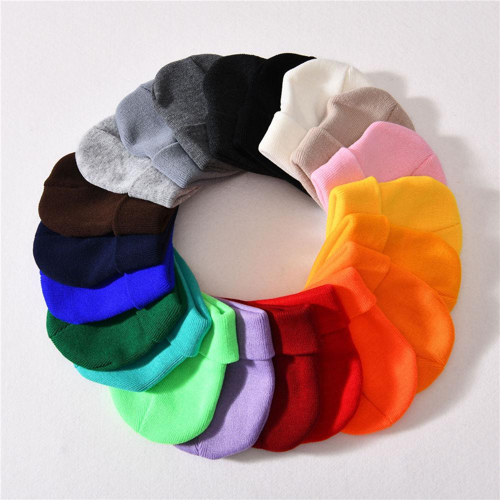 Children's Knitted Beanie 1-5 Years Old Autumn Winter Fashion Pure Candy Color Kids Beanie