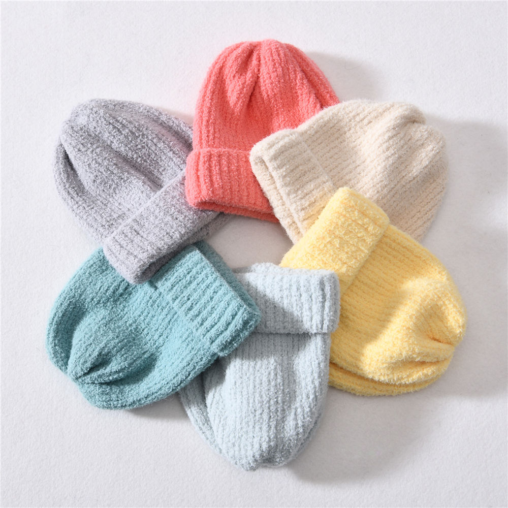 High Quality Chenille Knit Winter Hat Warm Custom Infant Toddler Baby Crochet Wholesale Kids Beanies