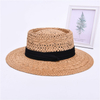 Wide Brim Women Summer Beach Sun Shade Real Raffia Straw Fedora Hat