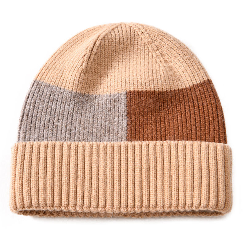 Hot Sell Custom Women Bonnet Fashion Plaid Cashmere Knitted Thick Warm Winter Hats for Women Beanie