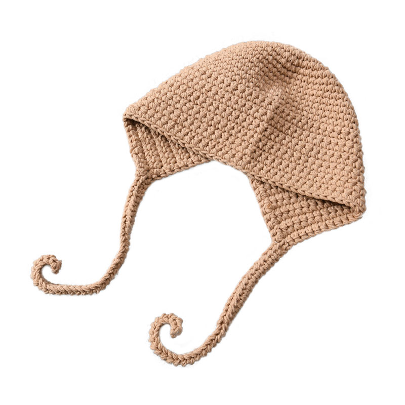 Chunky Bobble Skull Cable Warm Beanie Hat Earflap Braid Cute Women Winter Knit Beanie Bulk