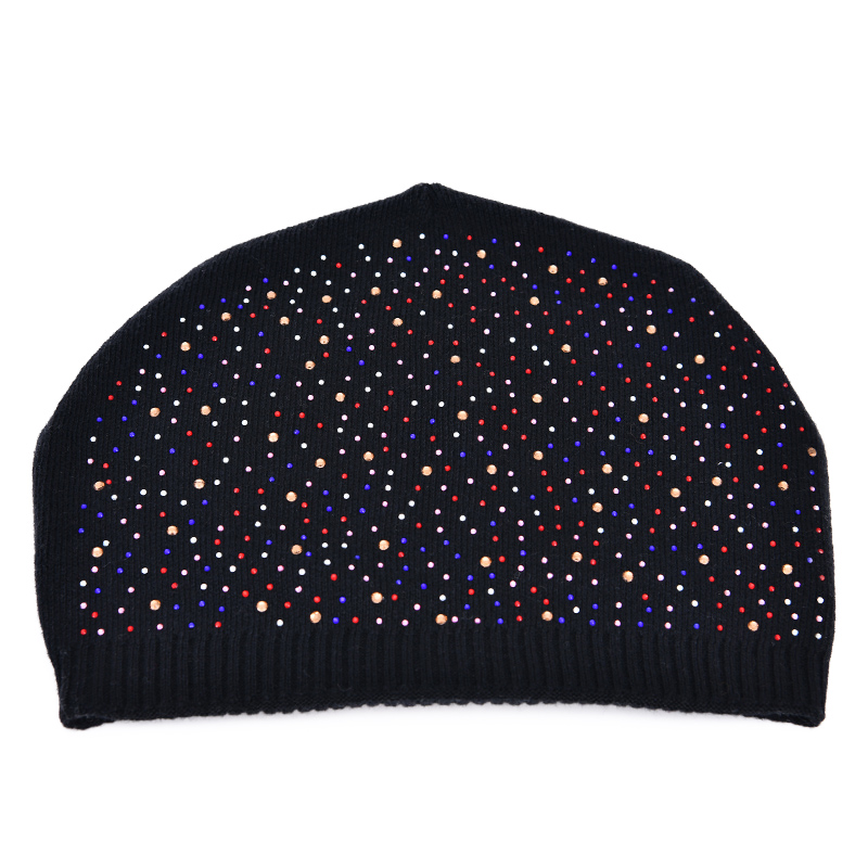 Wholesale Custom Knitted Beanie Hat Skull Winter Hat Wholesale Plain Beanies Women Skull Rhinestone Beanie
