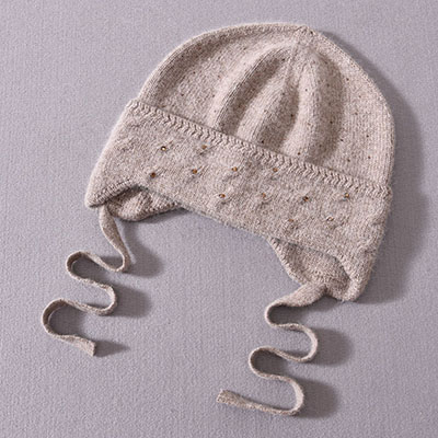 Wholesale Custom Winter Knitted Beanies Baby Ear Flap Soft Warm Unisex Cute Winter Knit Kids Ski Beanies