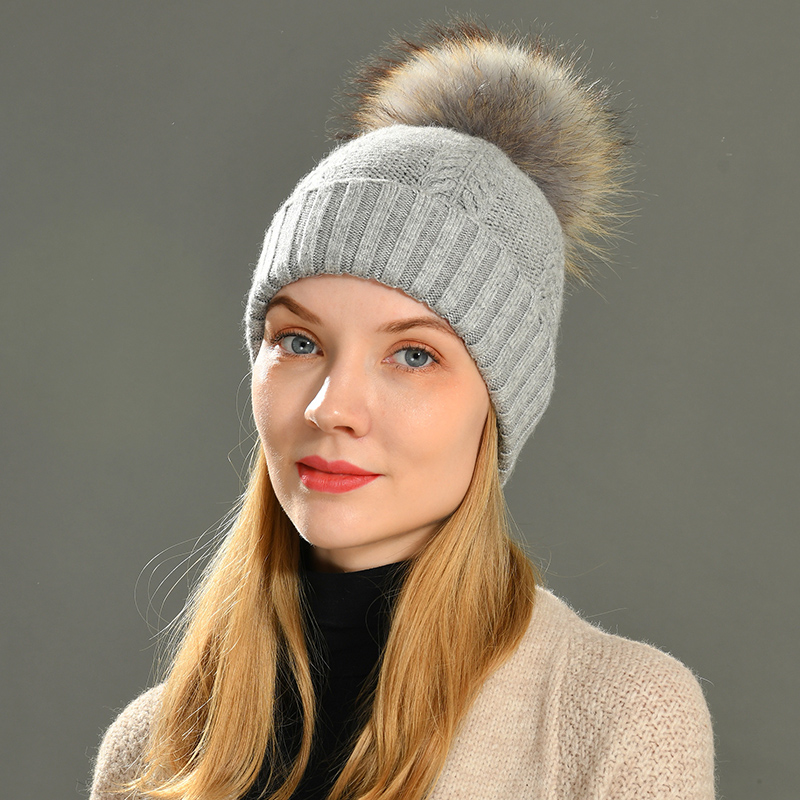 Winter Warm Soft Ladies Knitted Beanies Hat Angora Fashion Custom Wholesale Beanie Hats 