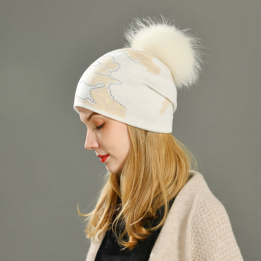Super Popular Design High Quality Wool Knitted Beanie Hat Double Layer Slouchy Women Lambswool Beanie