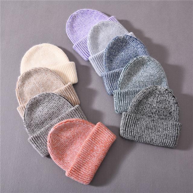 Warm Winter Hat Classic Striped Cashmere Knit Hats Cuffed Thick Fluffy Long Fur Relaxed Stretchable Women Knitted Furry Beanie