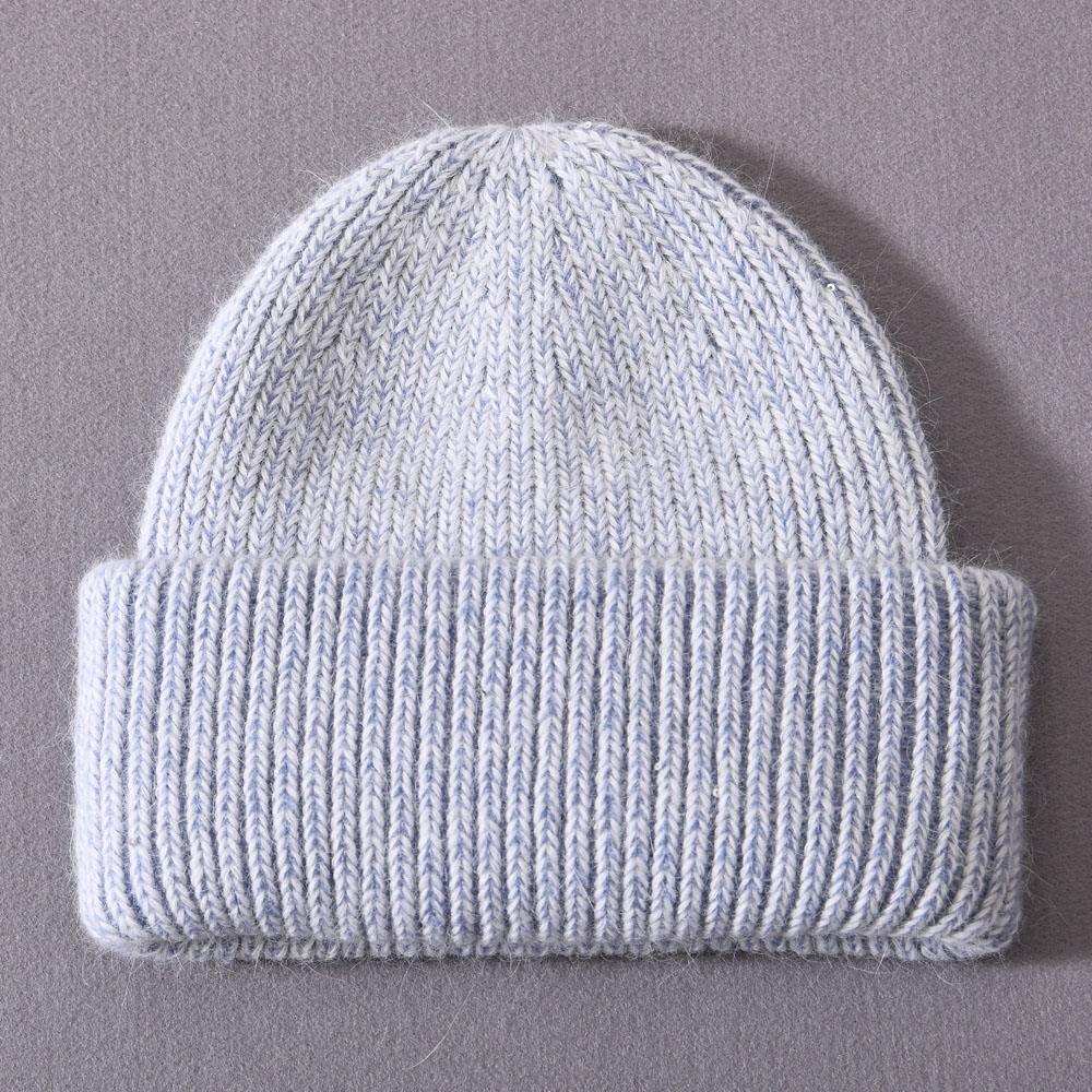 Warm Winter Hat Classic Striped Cashmere Knit Hats Cuffed Thick Fluffy Long Fur Relaxed Stretchable Women Knitted Furry Beanie