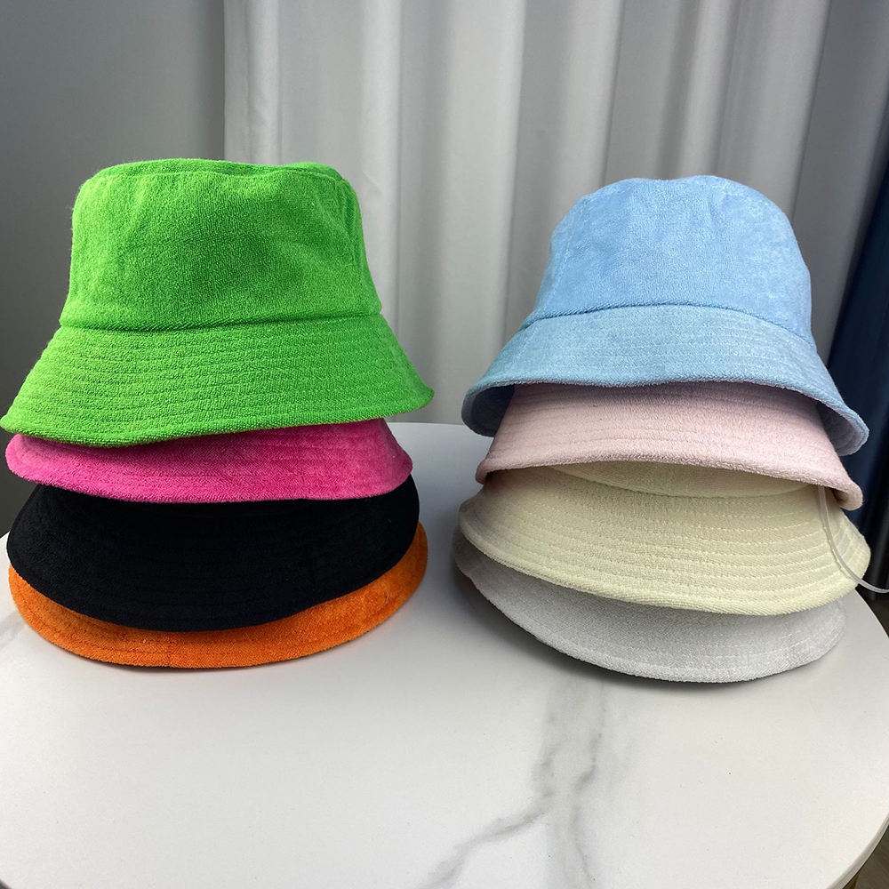 Blank Plain Terry Towelling Cloth Fisherman Hat Adults Sun Hat Breathable Custom Unisex Wholesale Summer Terry Towel Bucket Hat