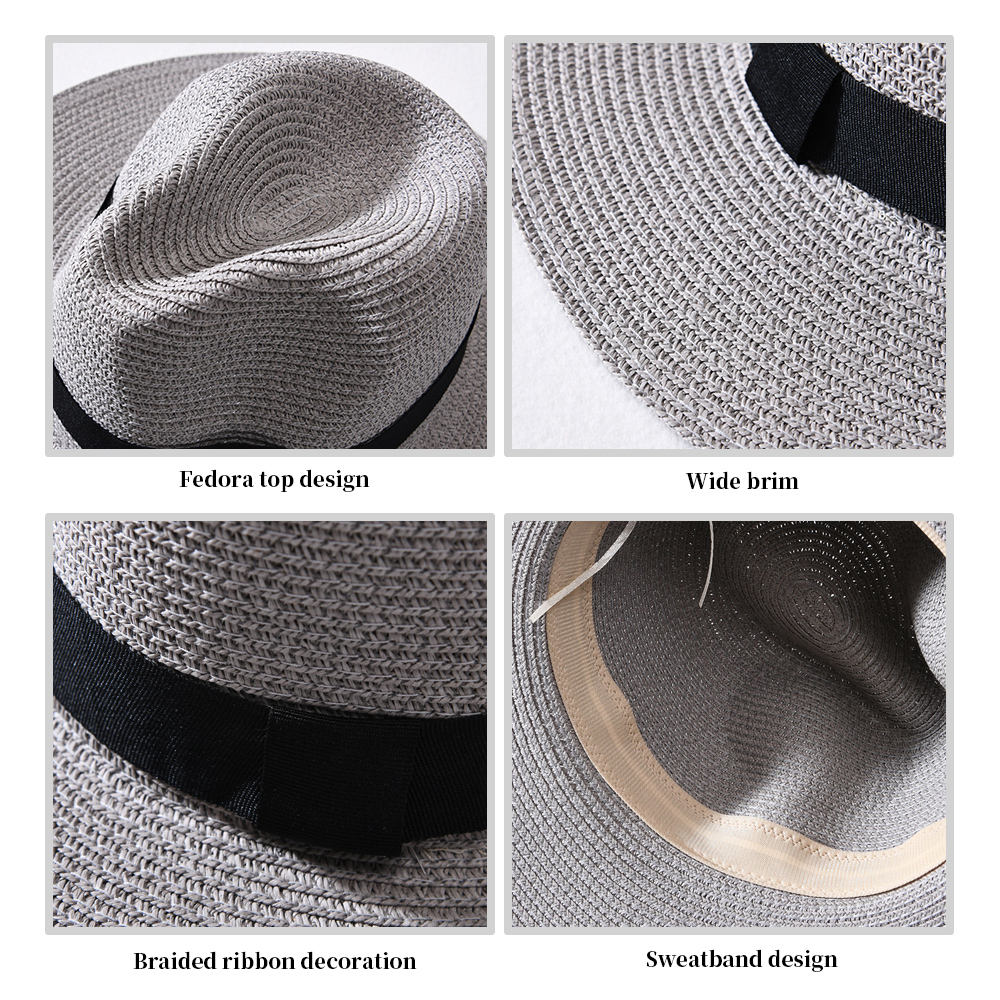 Unisex Panama Fishing Paper Fedora Straw Hat Wholesale Wide Brim Summer Beach Hats