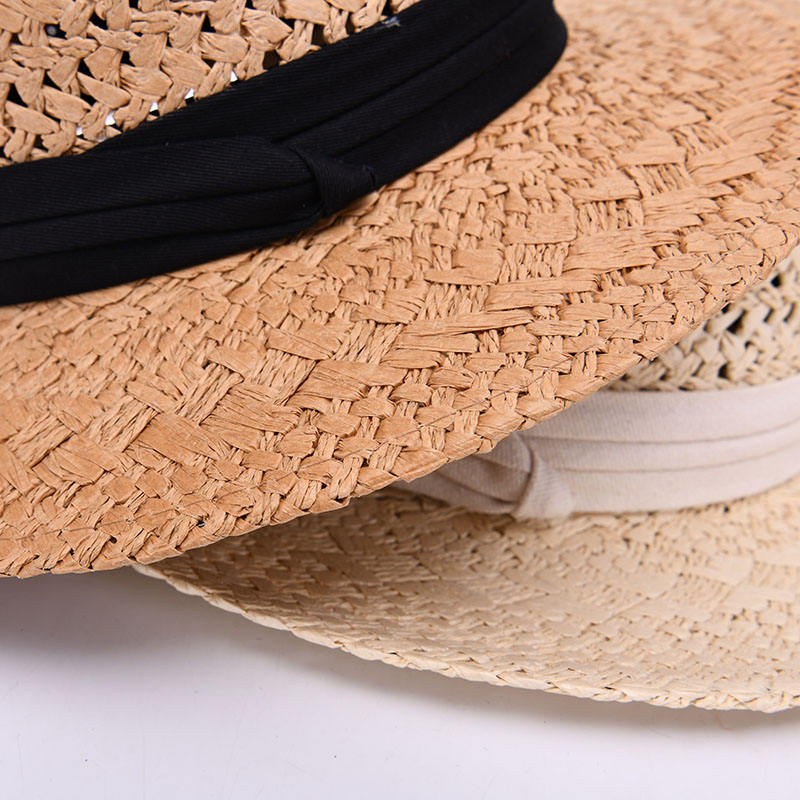 Wide Brim Women Summer Beach Sun Shade Real Raffia Straw Fedora Hat