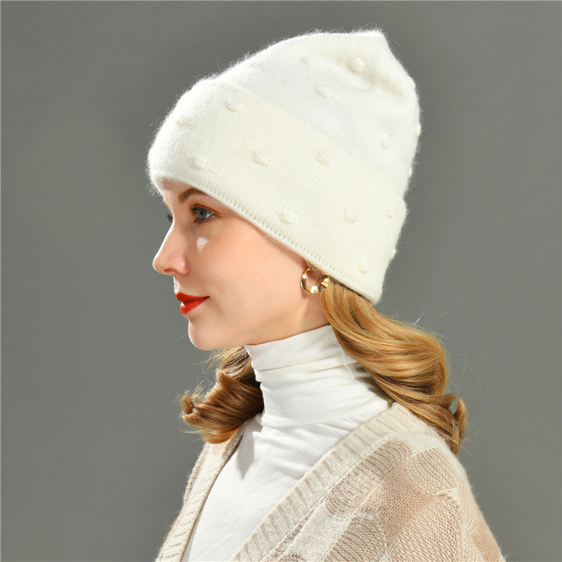 Women Solid Color Fashion Autumn Winter Plain Beanie Ski Cashmere Wool Knitted Casual Beanie Skull Cap